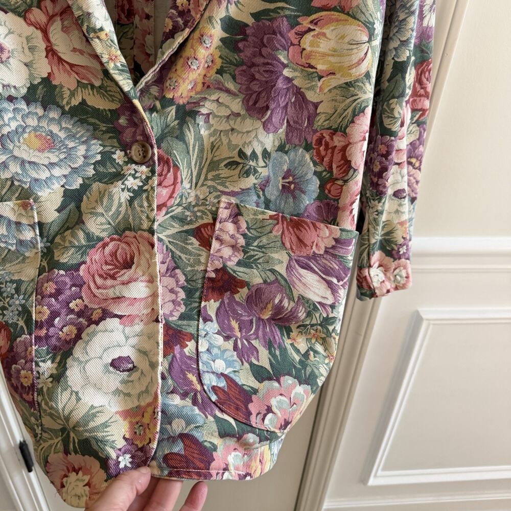 Vintage Floral Tapestry Blazer Gotcha Covered Women’s Size XL USA Made - Picture 5 of 12